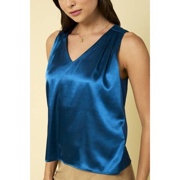 Sleeveless V Neck Satin Top - Picture 4 of 8